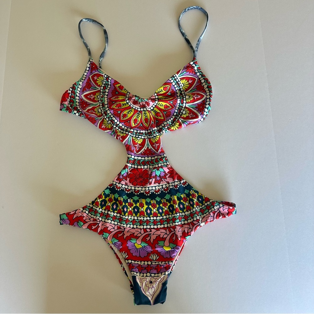 Billabong Womens Y2K One Piece Monokini Swimsuit Boho Multicolored Floral Medium - Picture 5 of 16